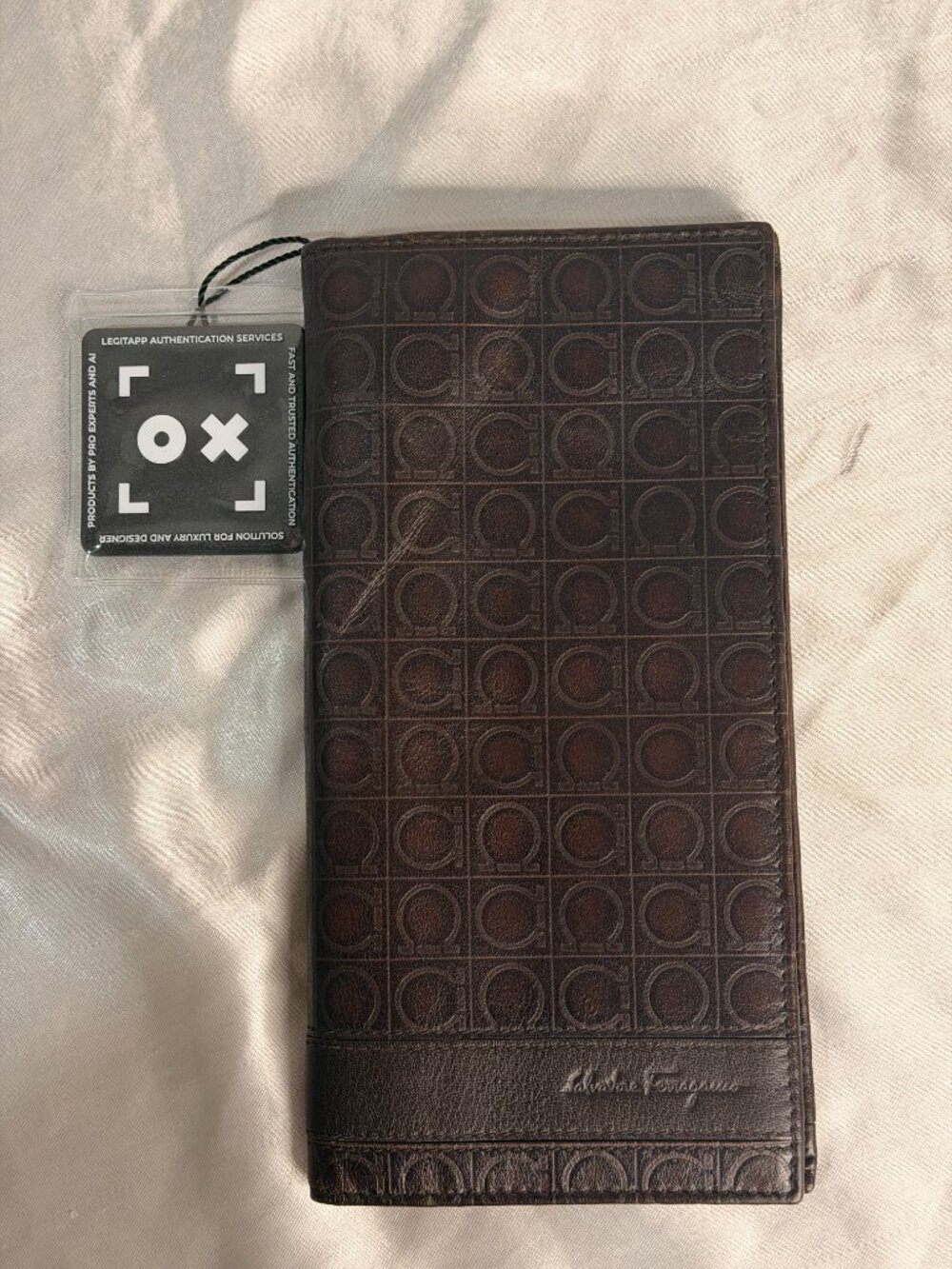 Salvatore Ferragamo Brown Leather Monogram Bifold Wallet